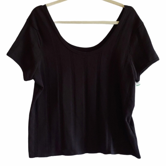 Madewell Tops - MADEWELL Black Pointelle Ribbed Tee Shirt Top